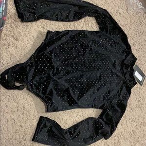 Bodysuit black with gold studs turtle neck
